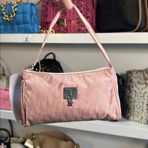 Dior Pink Monogram Mini Shoulder Bag with Silver Lock